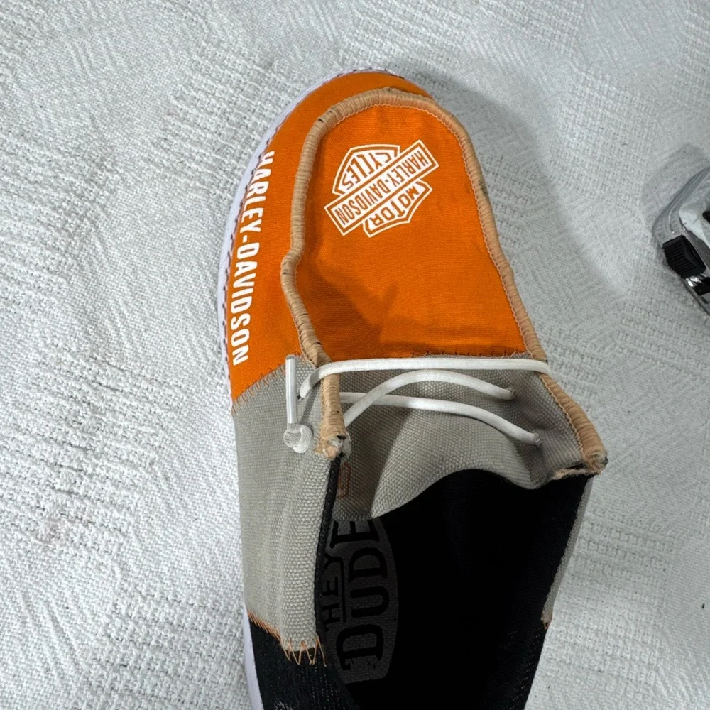 Hey‎ Dude Harley-Davidson Kids Sneakers in Orange and Black Size 4 Women 6